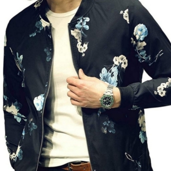 Mens Light Printed Pattern SlimFit Bomber Jacket - Picture 1 of 1